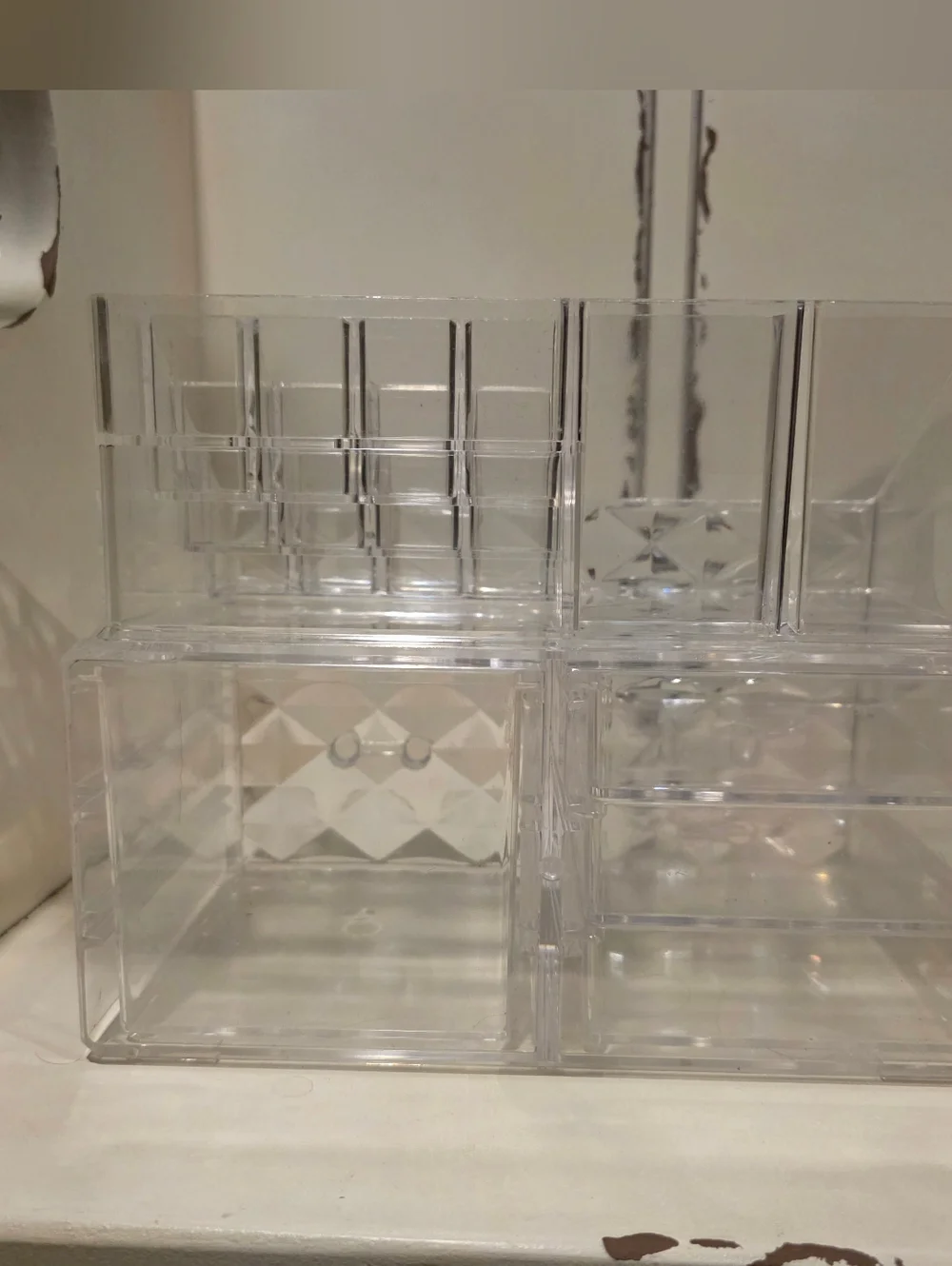 Clear Acrylic Cosmetic Organizer with Drawers and Compartments